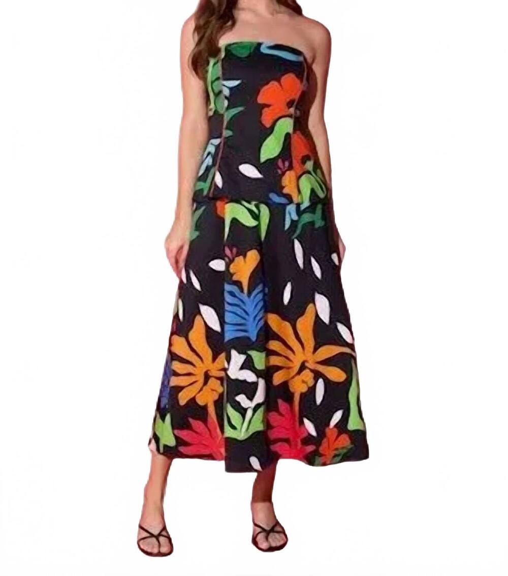 NEW ALDEN ADAIR brooks strapless midi dress in black majorelle